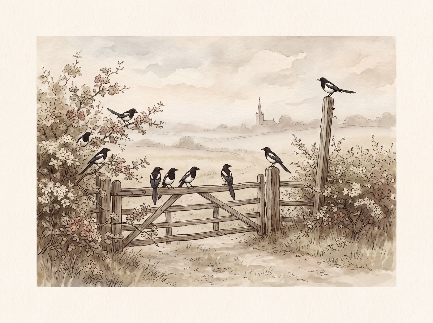 Storybook illustration for One for Sorrow