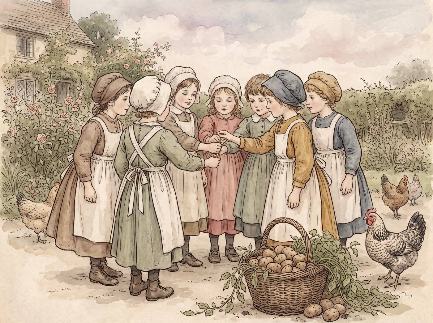 Storybook illustration for One Potato, Two Potato