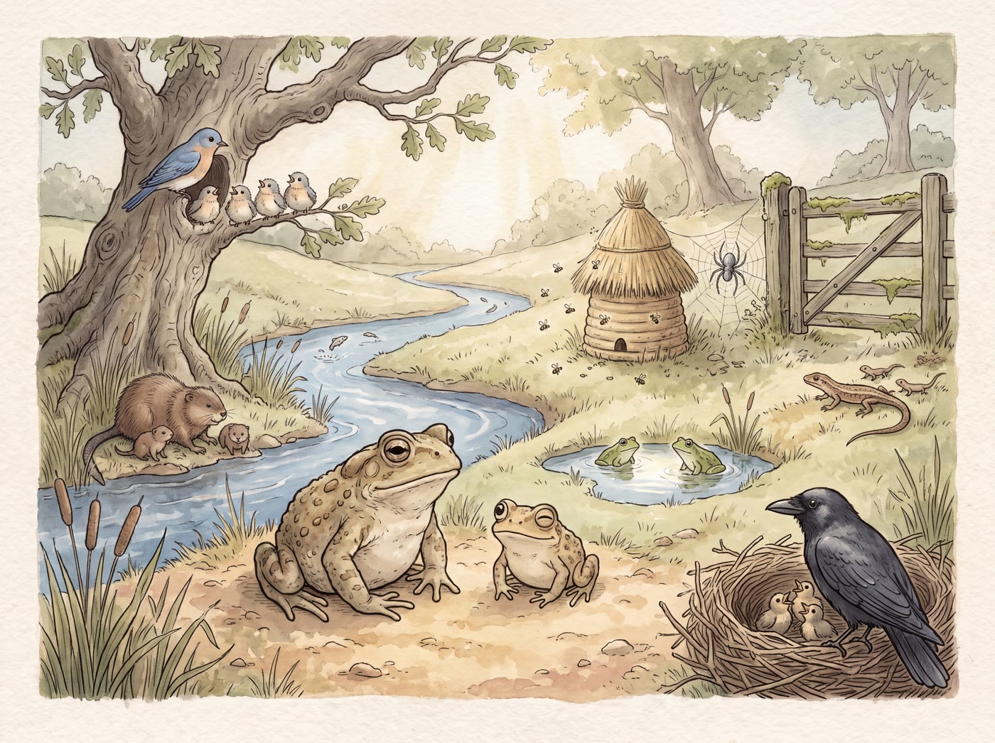 Storybook illustration for Over in the Meadow