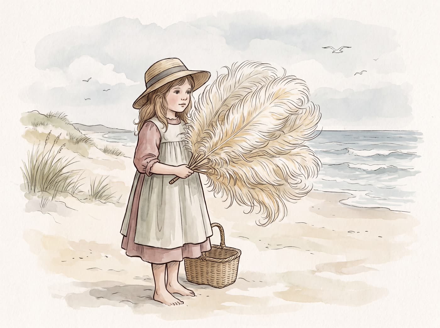 Storybook illustration for A Young Girl Named Heather