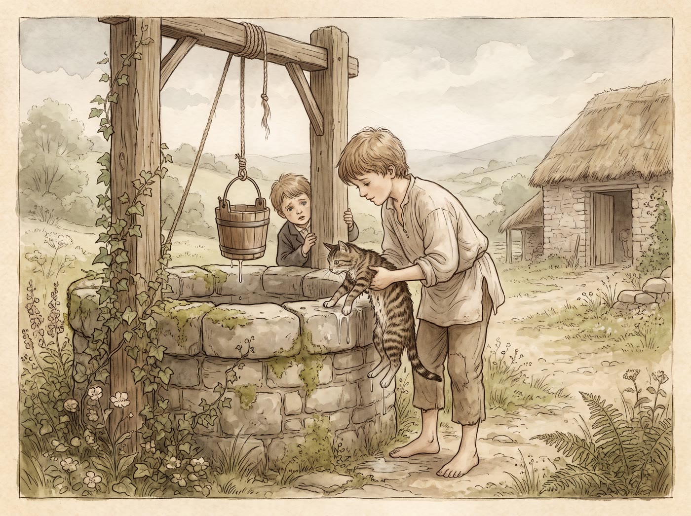 Storybook illustration for Ding Dong Bell