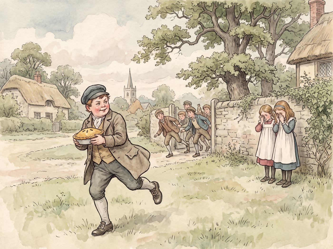Storybook illustration for Georgie Porgie