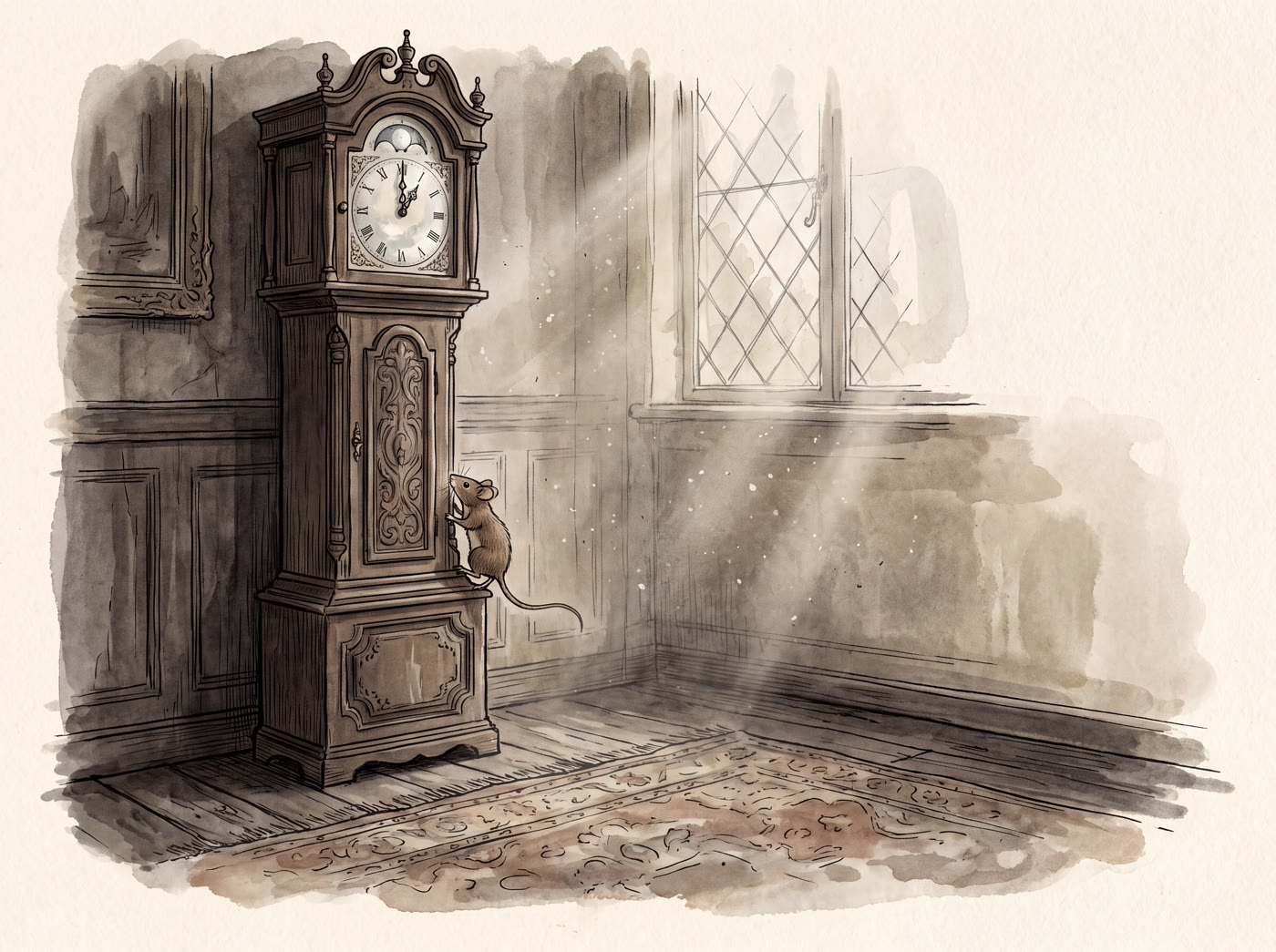 Storybook illustration for Hickory Dickory Dock