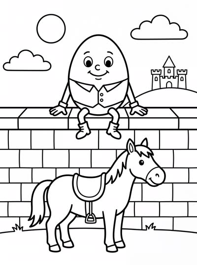 Coloring page: Humpty Dumpty sitting on the wall