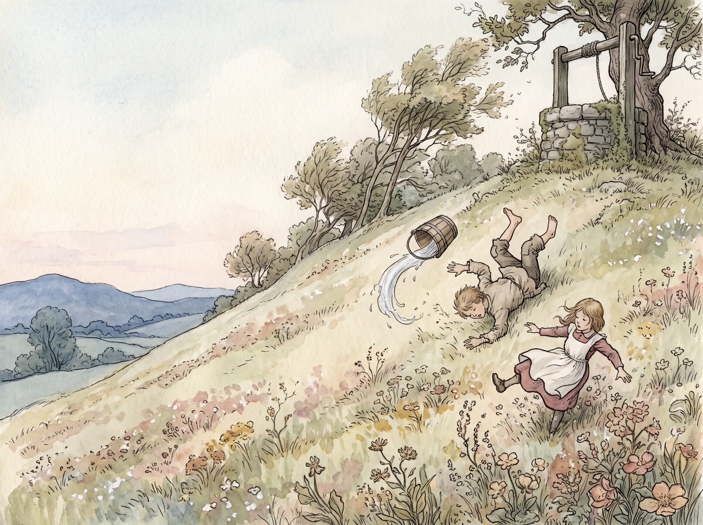 Storybook illustration for Jack and Jill