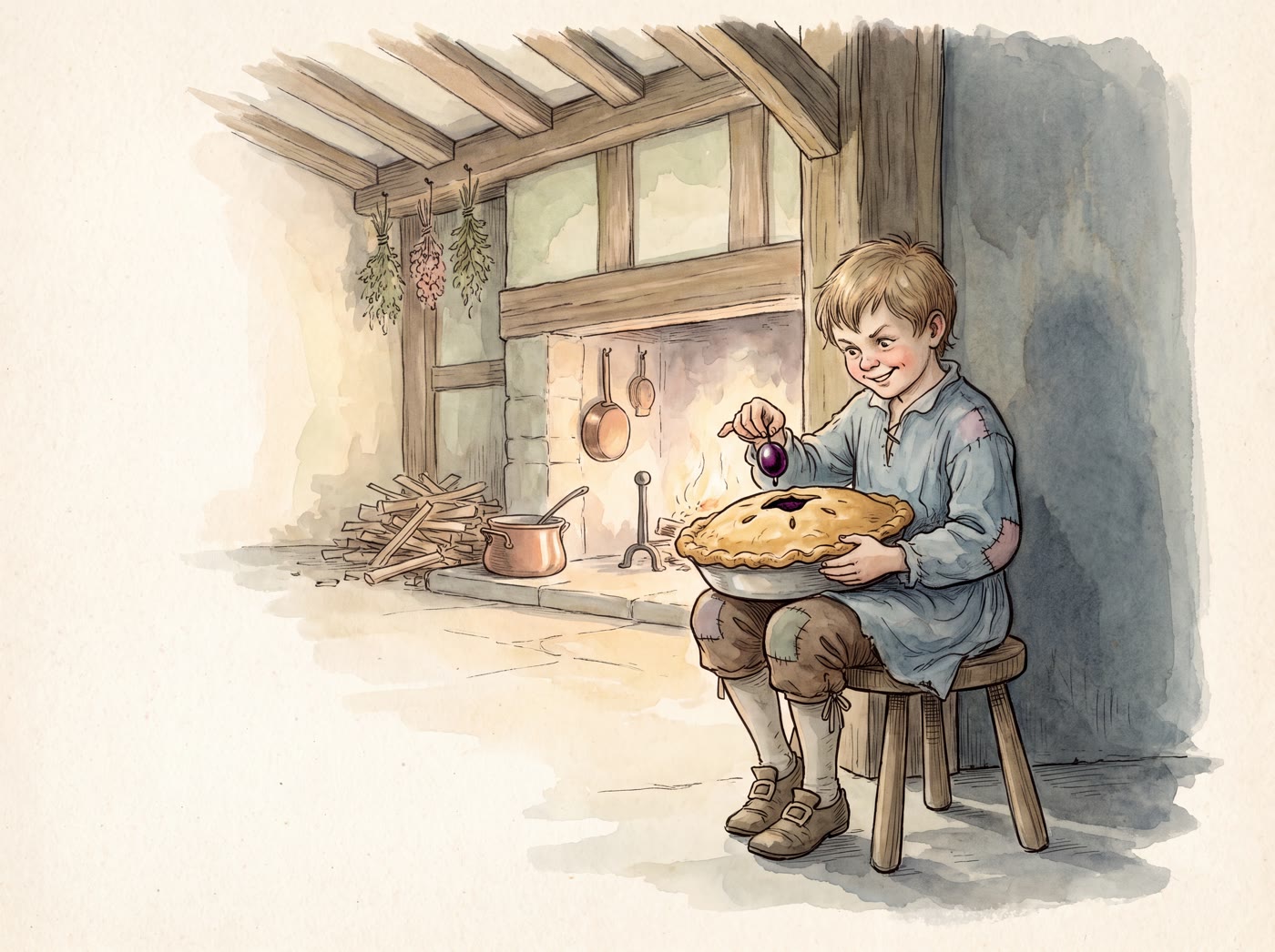 Storybook illustration for Little Jack Horner
