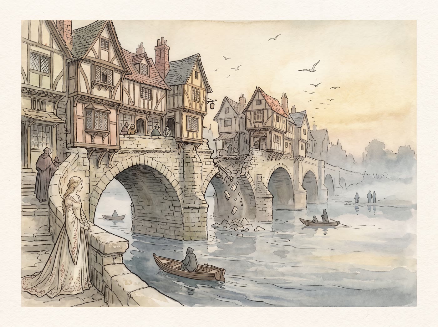Storybook illustration for London Bridge is Falling Down