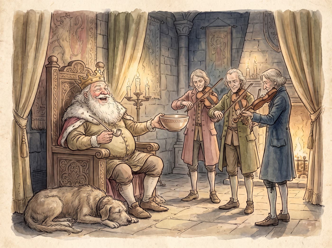Storybook illustration for Old King Cole