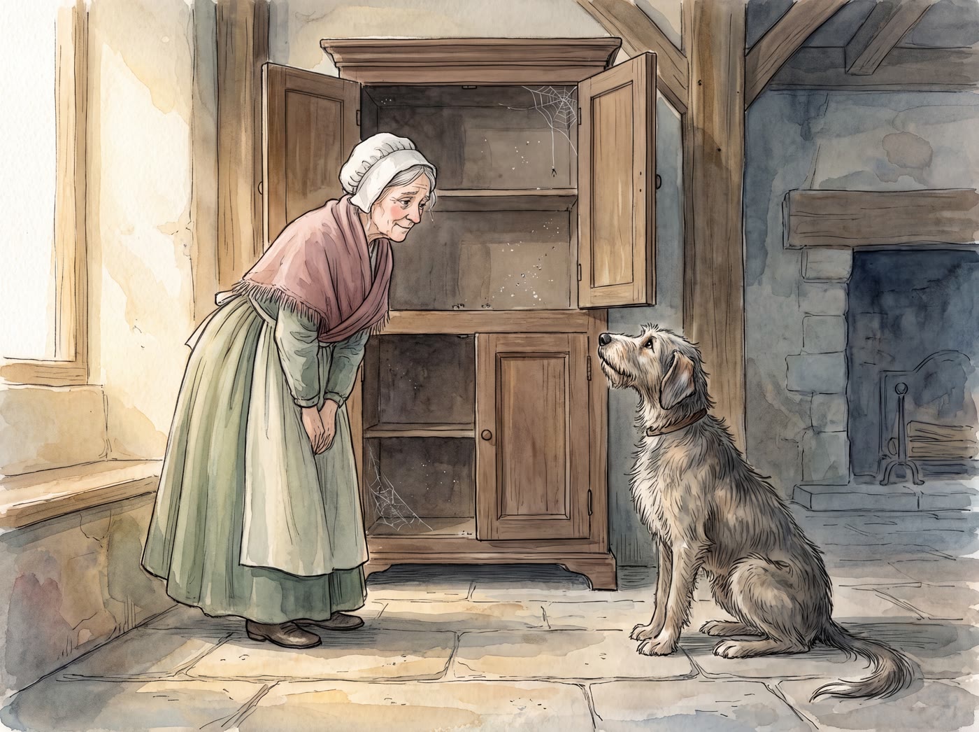 Storybook illustration for Old Mother Hubbard