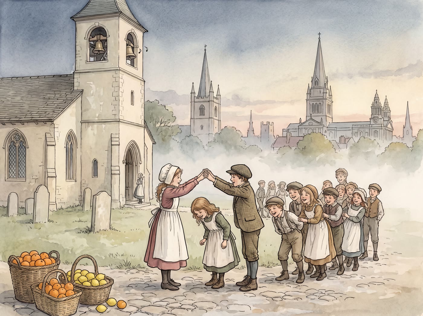 Storybook illustration for Oranges and Lemons