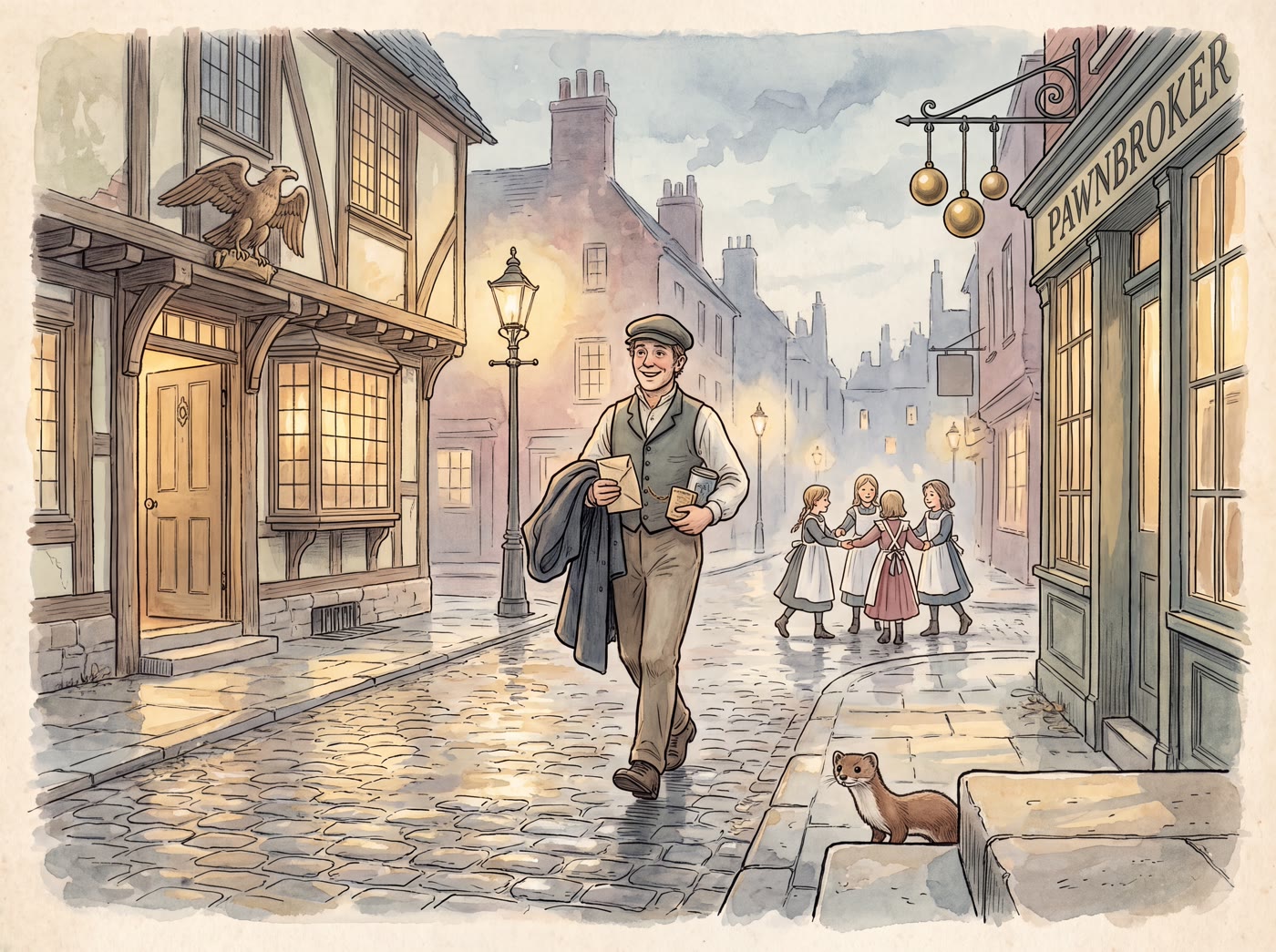 Storybook illustration for Pop Goes the Weasel