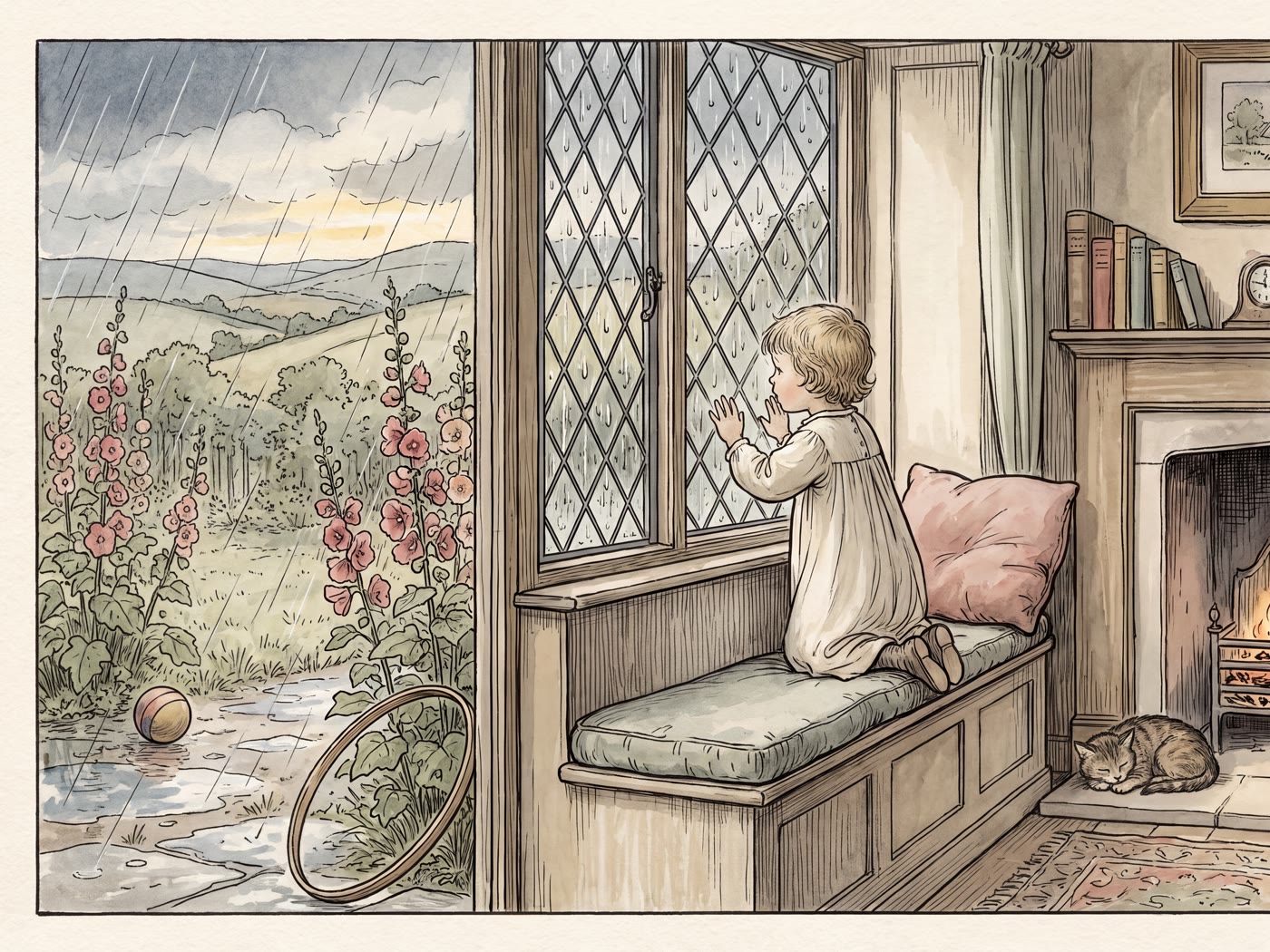 Storybook illustration for Rain, Rain, Go Away