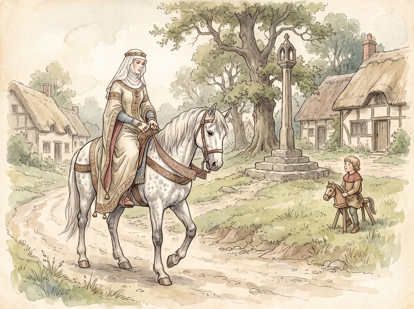 Storybook illustration for Ride a Cock Horse