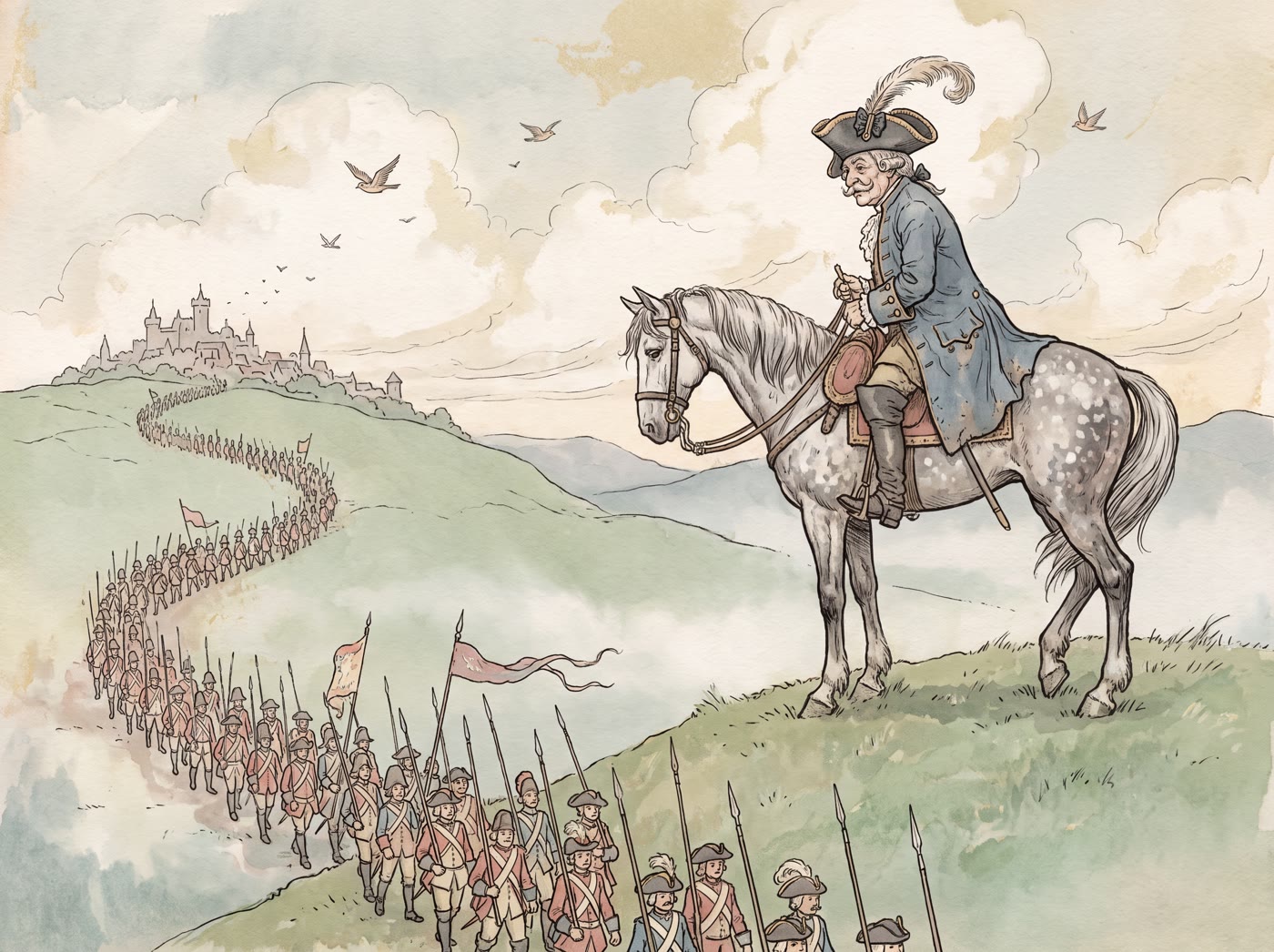 Storybook illustration for The Grand Old Duke of York