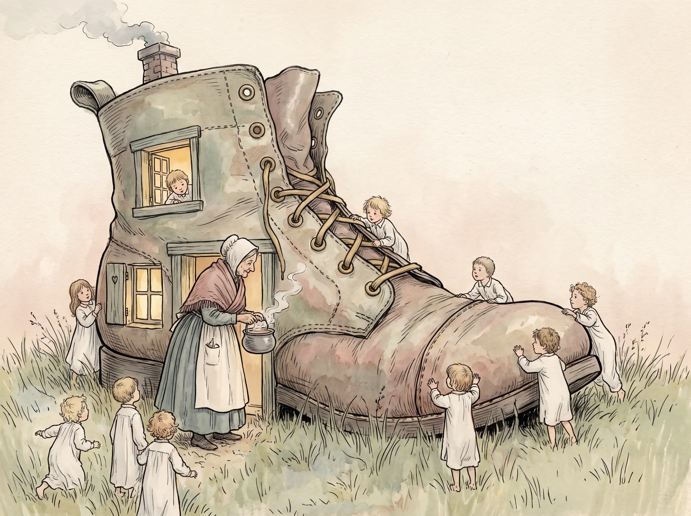 Storybook illustration for There Was an Old Woman