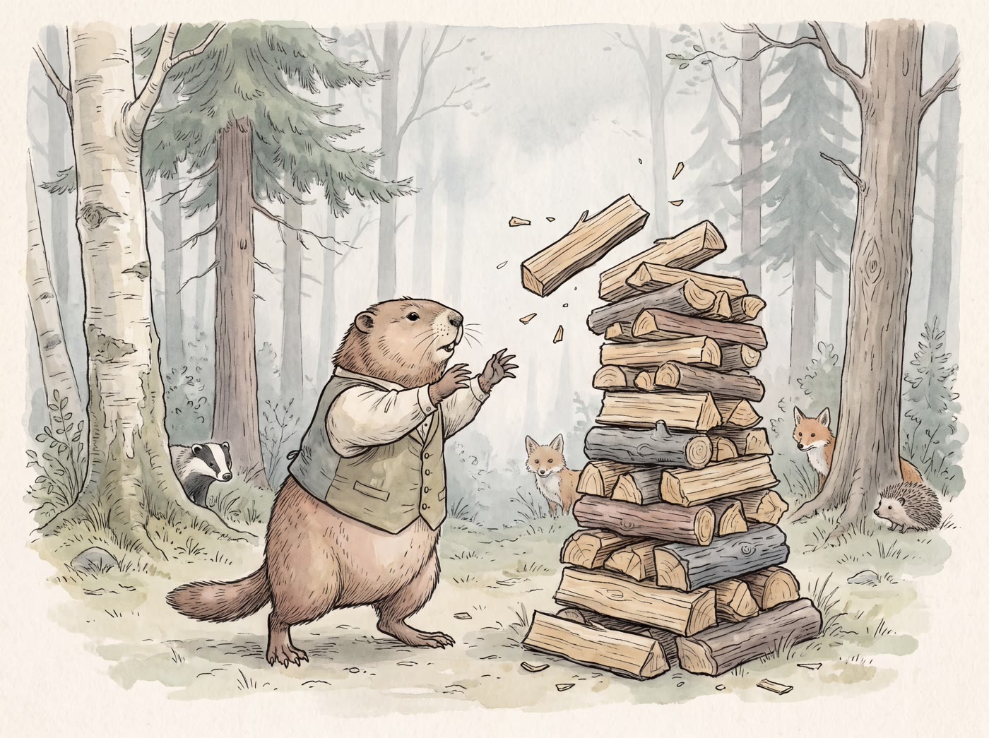 Storybook illustration for How Much Wood?
