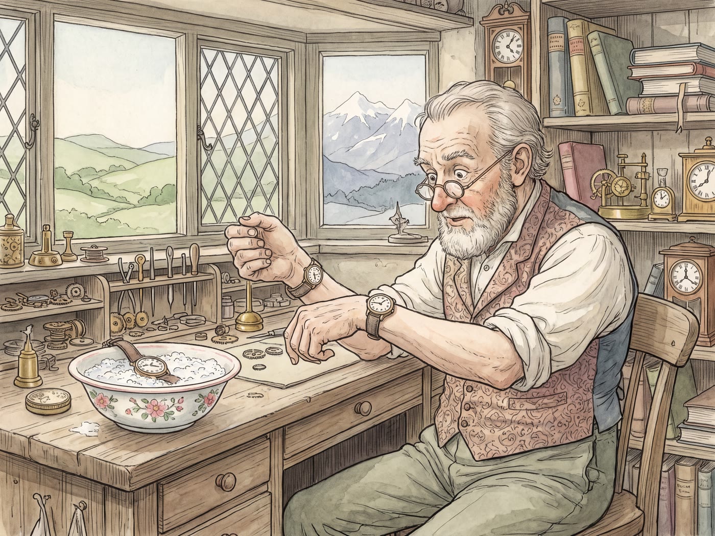 Storybook illustration for Irish Wristwatch, Swiss Wristwatch