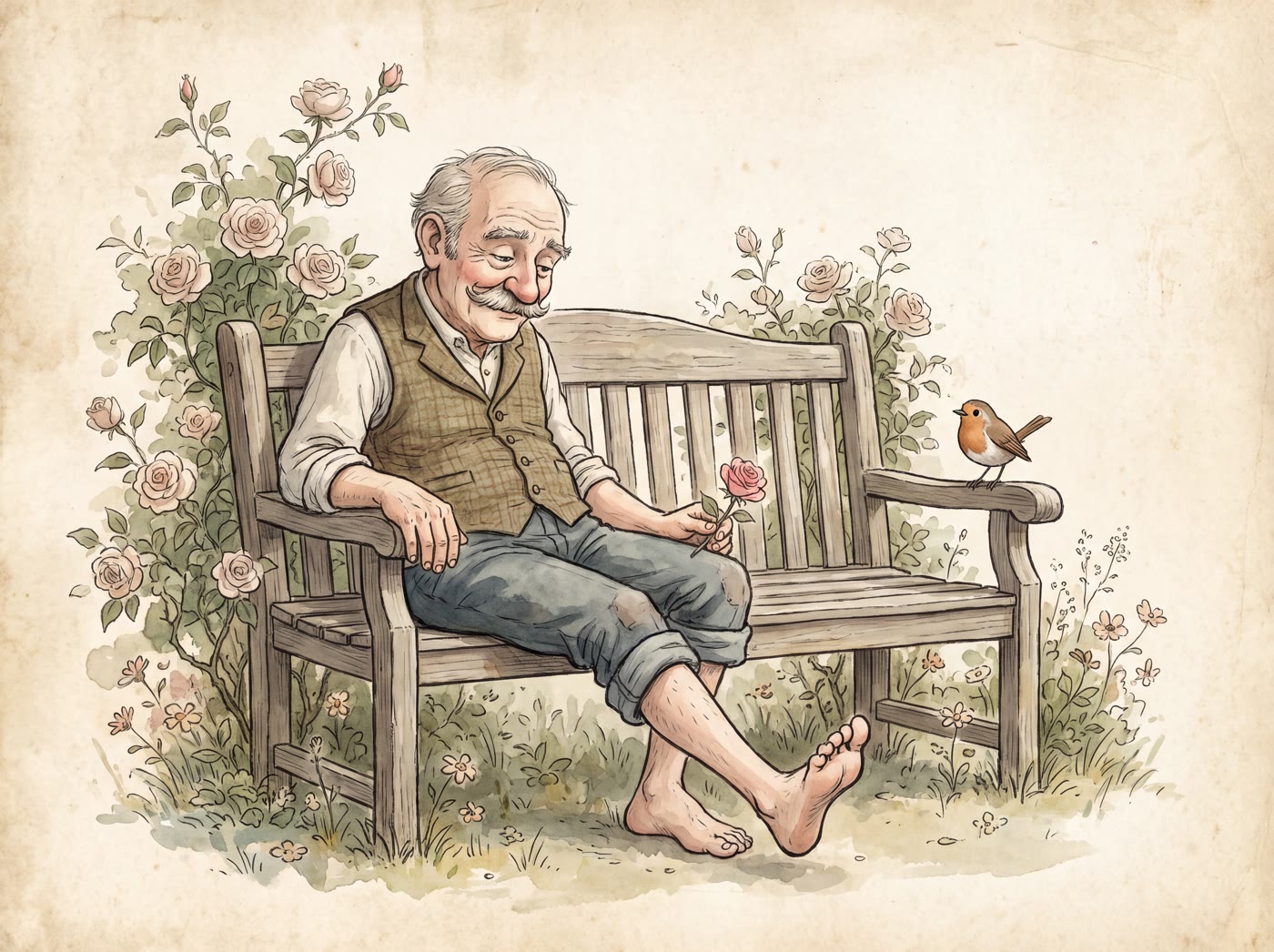 Storybook illustration for Moses Supposes His Toeses Are Roses