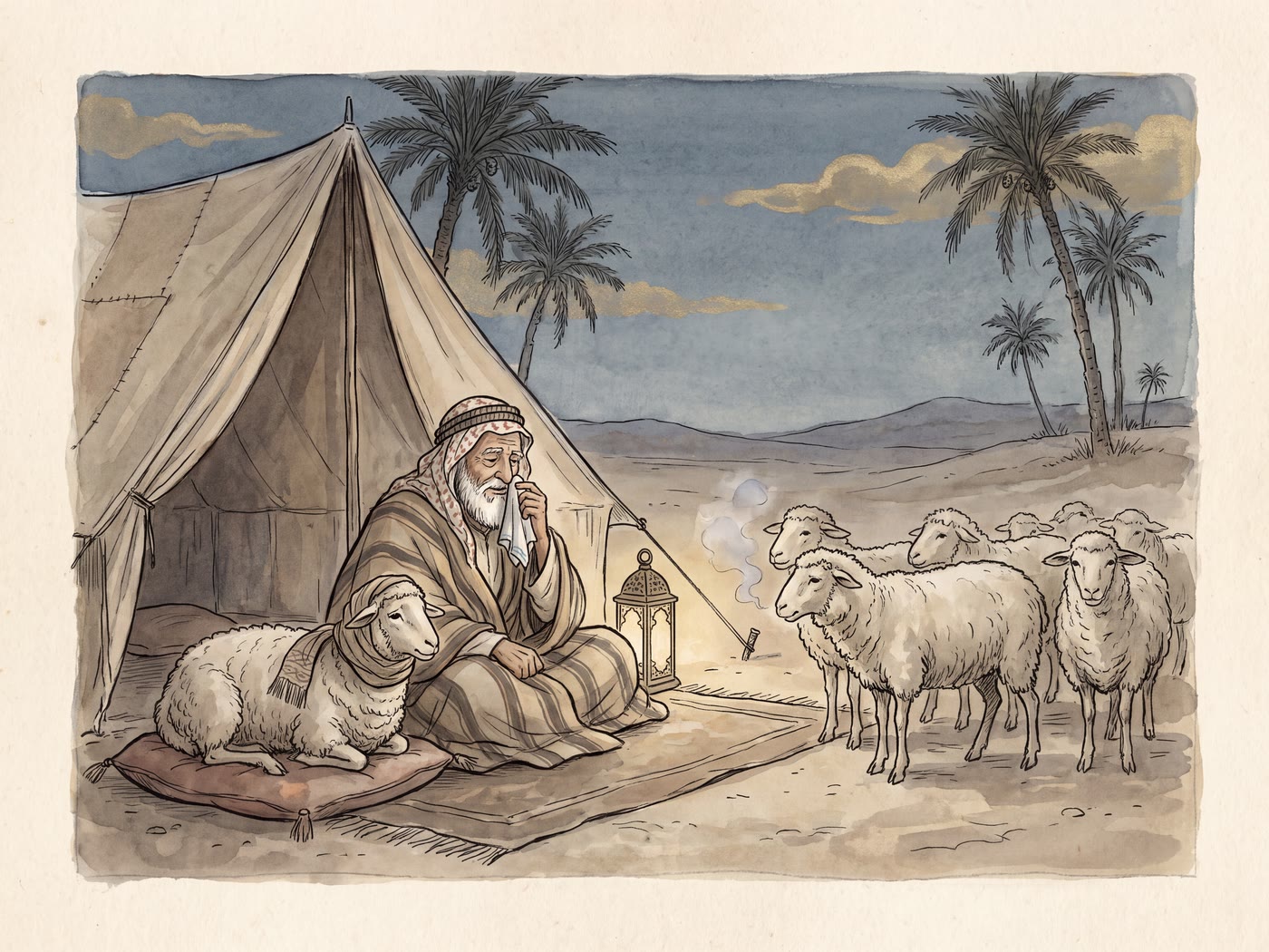 Storybook illustration for The Sixth Sick Sheik&rsquo;s Sixth Sheep&rsquo;s Sick